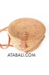 wide and large ata rattan round bag with flower pattern and lining